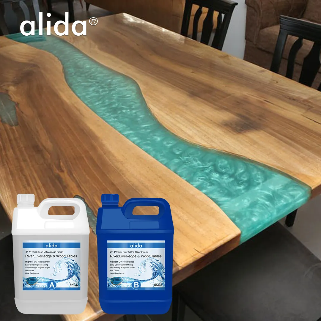 Two Components of Epoxy Resin Glue Table woods Epoxy Resin Wood Table