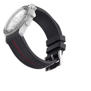 Correa de reloj de goma deportiva GMT de despliegue de acero de 20mm correa de silicona granate con extremo curvo y cierre de mariposa - Product Image 4