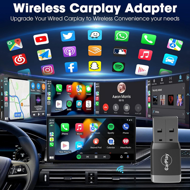 PIX-LINK 2 In1 Wireless CarPlay Dongle Wireless Android Auto Adapter AI Smart Box Car Intelligent Systems for Car Wired CarPlay