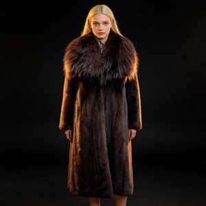 <span class=keywords><strong>Pelliccia</strong></span> di <span class=keywords><strong>visone</strong></span> lunga personalizzata all'ingrosso con collo in <span class=keywords><strong>pelliccia</strong></span> di volpe - Product Image 1