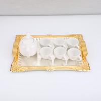 Plateau en fer et dentelle arabe bicolore de Dubaï Plateau de service en métal Rectangle Ensemble de table écologique