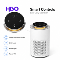 Purificateur d'air mini HEPA en gros, logo personnalisé OEM, 6W 12V, prise US/EU, filtre à charbon actif, veilleuse, verrouillage enfant, chambre à coucher, maison