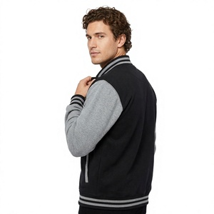 Veste de baseball pour homme en mélange de laine, style color block, col montant, boutonnée, streetwear sportif d'automne - Product Image 3