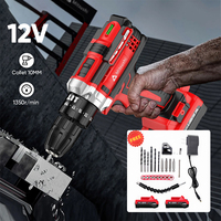 Fyseus Perceuse à percussion électrique sans fil puissante/Tournevis à percussion à batterie lithium-ion Ensembles d'outils à main pour le bricolage à vitesse variable