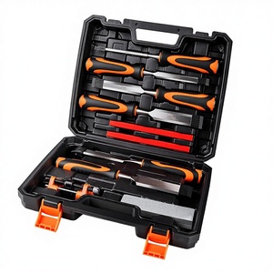 Ensemble de 10 ciseaux à <span class=keywords><strong>bois</strong></span>, 6 ciseaux à <span class=keywords><strong>bois</strong></span> de qualité supérieure, manche en PVC, guide d'affûtage, <span class=keywords><strong>pierre</strong></span> à <span class=keywords><strong>aiguiser</strong></span>, kit d'outils de sculpture, bricolage - Product Image 1