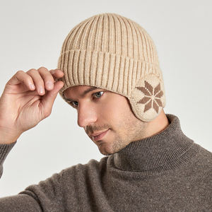 Bonnet d'hiver chaud pour le cyclisme, doublure en peluche épaisse, tricot côtelé, bonnet de ski avec cache-oreilles - Product Image 3