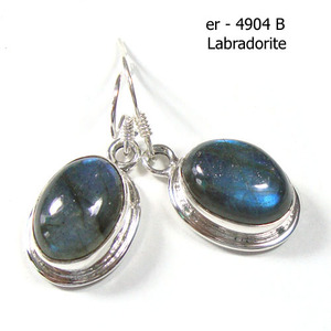 Vêtements de tous les jours en labradorite naturelle argent pur design classique lunette sertie de boucles d'oreilles bleues faites à la main pour les femmes - Product Image 2
