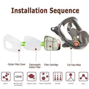 Masque à gaz intégral respiratoire EN136 en silicone anti-buée avec large champ de vision et double filtre pour la protection industrielle contre les produits chimiques et la pulvérisation de peinture - Product Image 4