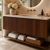 Meuble-lavabo de salle de bain moderne avec vasque en céramique pour projet d'ingénierie hôtelière