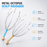 Masseur de cuir chevelu en métal, outil à griffes d'octopus pour les soins capillaires, salon, SPA, soulagement du stress, relaxation, portable, fournisseur en gros