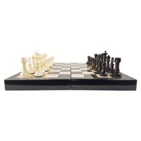 Échiquier en bois pliable en marbre pour enfants de luxe fait à la main-Jeu de société portable de grande taille et de haute qualité