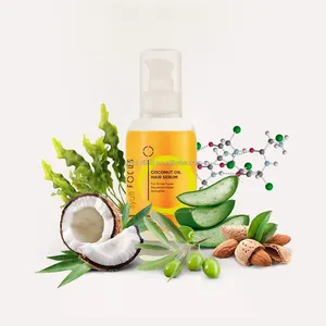 Aceite de almendras de Oliva de argán de coco orgánico de etiqueta privada, acabado sedoso, queratina, aceite de cabello Natural suavizante