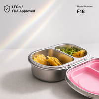BPA-Freie Erhitzbare 2-Fach Edelstahl-Lunchbox für Neugeborene & Kinder Mikrowellengeeignet Auslaufsicherer Deckel Spülmaschinenfest