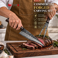 Ensemble de couteaux de chef forgés à la main en acier Damas, couteau de cuisine forgé, couteau à découper la viande et ensemble de fourchettes, coffret cadeau, vente en gros personnalisée
