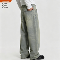 Haute Street Wear Garçons Vintage Lavé Fade Hommes Jeans Casual Streetwear Baggy Pantalon Unisexe Surdimensionné Lâche Denim Jeans Pantalon