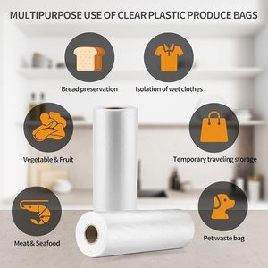 350 Bags/Roll 2 Roll 12x16 Side Gusset Heat Seal Disposable PE Food <b>Storage</b> Bags for Fruits <b>Vegetables</b> Bread Clear - Product Image 5