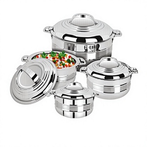 Ensemble de casseroles en acier inoxydable 4 pièces rondes avec couvercle, design moderne durable, lavage à la main uniquement - Product Image 1