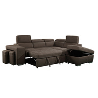 Canapé-lit convertible en L de style européen, deux places, en microfibre avec coussin en éponge et rangement intégré pour appartement et salon