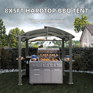 Linya 8x5FT Hardtop BBQ Grill <b>Gazebo</b> <b>Tent</b> Outdoor Waterproof Durable Double Galvanized Steel Roof 2 Side- Shelves Pergola Canopy - Product Image 2