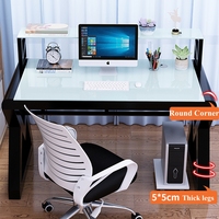 Table d'ordinateur portable compacte écologique YQ Forever avec étagère, plateau en verre trempé, bureau en acier