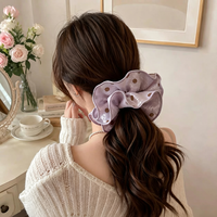 MUJU B548 Chouchou à pois métalliques 16 cm 20g en tissu froissé scintillant, élastique volumineux pour cheveux, avec carte logo personnalisée, prêt à la vente au détail