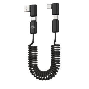 Coude à ressort personnalisé <span class=keywords><strong>1</strong></span>.5 m <span class=keywords><strong>48</strong></span> tissage 4 en <span class=keywords><strong>1</strong></span> charge rapide type-<span class=keywords><strong>c</strong></span> à type-<span class=keywords><strong>c</strong></span> <span class=keywords><strong>c</strong></span>âble de données 3A 60W pour téléphone et ordinateur portable - Product Image 1