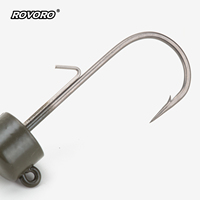 Têtes de jig Ned ROVORO Tackle 1/8oz-3/8oz 97% tungstène avec hameçon Mustad, revêtement PTFE, peinture verte citrouille cuite sur mesure pour la pêche au bar OEM