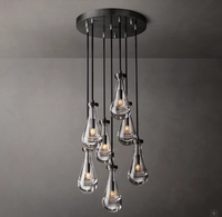 Lampe suspendue en verre personnalisable, éclairage de luxe, lustre, salle à manger, luminaires modernes, lustre rond en cristal de pluie