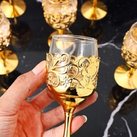 Ensemble de 6 verres à vin rouge en fer forgé de style européen classique, avec logo personnalisé changeant de couleur, idéal pour un cadeau de mariage