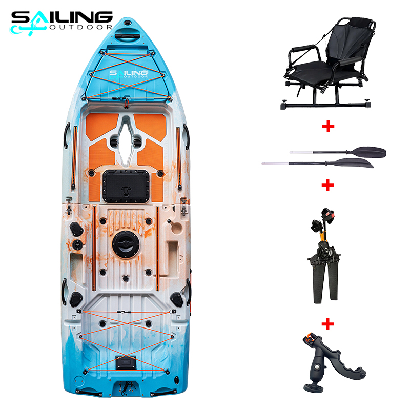 Kayak+silla giratoria+transmisión de aleta+soporte para caña+remo - Colores mixtos