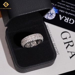 S925 Sterling <b>Silver</b> Multi-Row Baguette Cut Moissanite Eternity Band <b>Ring</b> Full Pave Iced Out Wedding Band Rhodium Plated <b>Ring</b> - Product Image 3