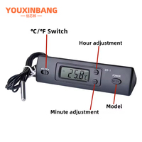 Termometer mobil DS-1, alat kontrol Sensor suhu jam C/F tampilan LCD dengan Probe untuk kendaraan mobil