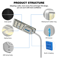 Lampe de rue solaire tout-en-un étanche IP65, alimentée par batterie haute capacité ABS, 800W, 1000W, 1500W, fournie directement par l'usine