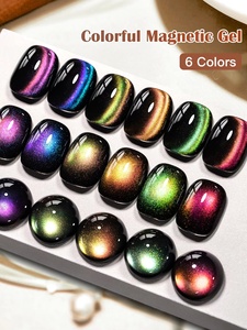 Cat Eye Glue Rainbow <b>Black</b> Fireworks Light Cat Magnetic Gel Nail <b>Polish</b> Shiny Super Silver-Light Holographic Varnish - Product Image 6