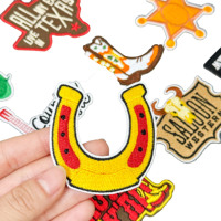 Chapeau de cowboy western en gros, broderie personnalisée, étiquette tissée, patchs thermocollants tricotés sur mesure, badges