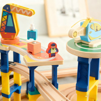 UDEAS Ensemble de petits avions de train en bois multi-scènes pour les tout-petits et les enfants de 4 à 7 ans