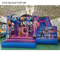 Château gonflable commercial K-POP Demon Theme violet pour enfants avec toboggan, idéal pour la location