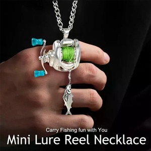 Colgante de carrete de pesca para pescadores, mini carrete de pesca, collar con colgante de carrete giratorio, llavero - Product Image 3