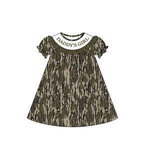 GSD3542 Custom Baby <b>Girl</b> Summer camo daddy's <b>girl</b> ruffle sleeve <b>Dress</b> Wholesale <b>dress</b> - Product Image 2