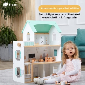 LVOU 2-3 étages maisons de poupées en bois, 2024 maisons de poupées en bois plus <span class=keywords><strong>grand</strong></span> rose Big Wood Doll House Toys For GirlsToy Figure Statues - Product Image 3
