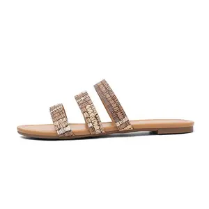 Flache boden ethnische bohemian PU oberen frauen sandalen