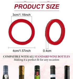 Colliers anti-gouttelettes pour <span class=keywords><strong>vin</strong></span> jetables, gadgets anti-gouttelettes pour bouteilles, anneaux anti-gouttelettes en feutre rouge, <span class=keywords><strong>bouchon</strong></span> anti-gouttelettes pour <span class=keywords><strong>vin</strong></span> pour bar, cuisine, fête - Product Image 3