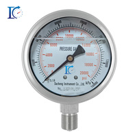 Hot Selling Customizable Stainless Steel Pressure Gauge 20000psi High Pressure Oil-Filled Shockproof 1.6% Accuracy