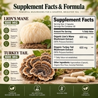 Capsules de Champignons Complexe Crinière de Lion OEM 1200mg 60 Capsules Marque Privée Complément Alimentaire pour la Mémoire, la Concentration et le Soutien Immunitaire