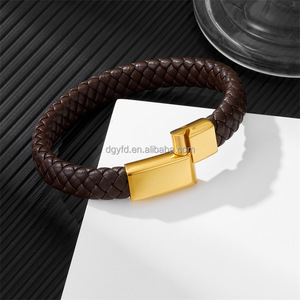 Pulsera de Cuero Negra y Marrón Vintage para Hombre, Brazalete Promocional con Cierre Magnético de Primera Calidad - Product Image 4