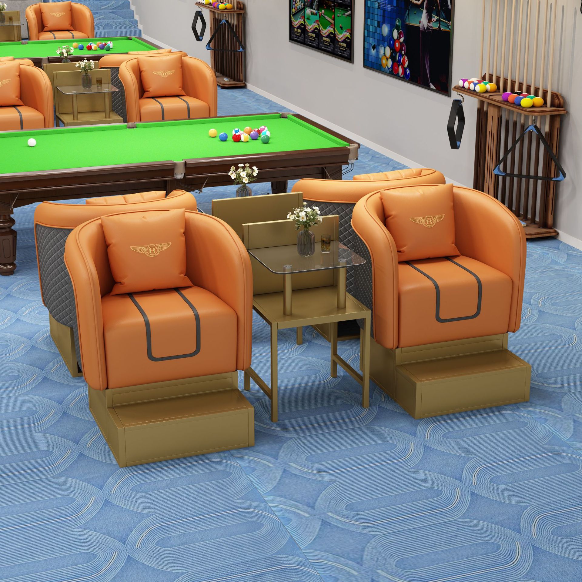 สีส้ม: ชุดสำหรับสองคน - แผง (โต๊ะกาแฟกระจก)