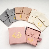 Boîte à bijoux personnalisée avec logo, pochette en microfibre, tiroir coulissant, ensemble d'emballage pour bijoux, pour bague, collier, vente en gros
