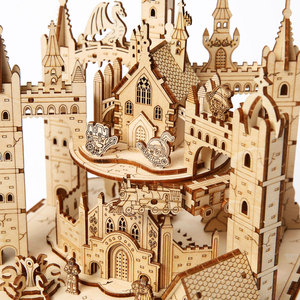 Kit d'assemblage musical DIY de <span class=keywords><strong>château</strong></span> médiéval en bois découpé au laser 3D pour la vente en gros - Product Image 3