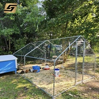 Grand poulailler métallique portable avec filets automatisés galvanisés, structure de enclos mobile pour poulets