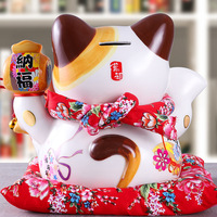 Lucky Cat Cadeau industriel Décoration d'ouverture Tirelire 11 pouces Cadeau de banque d'assurance avec logo OEM